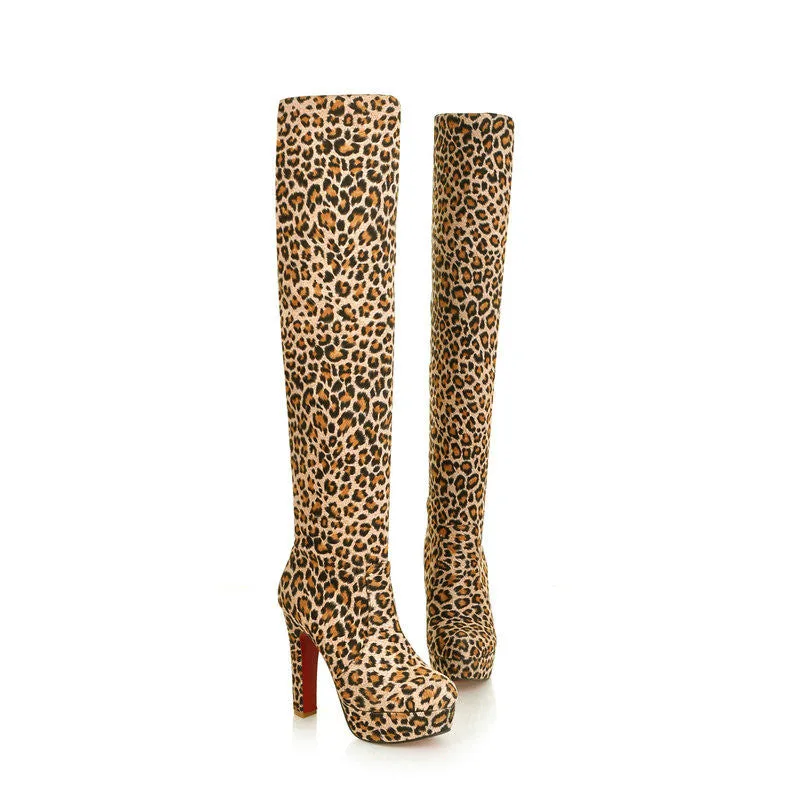 Women Suede Sexy Fashion Over the Knee Boots Sexy Thin High Heel Boots Platform Woman Shoes Black Blue size 34-43