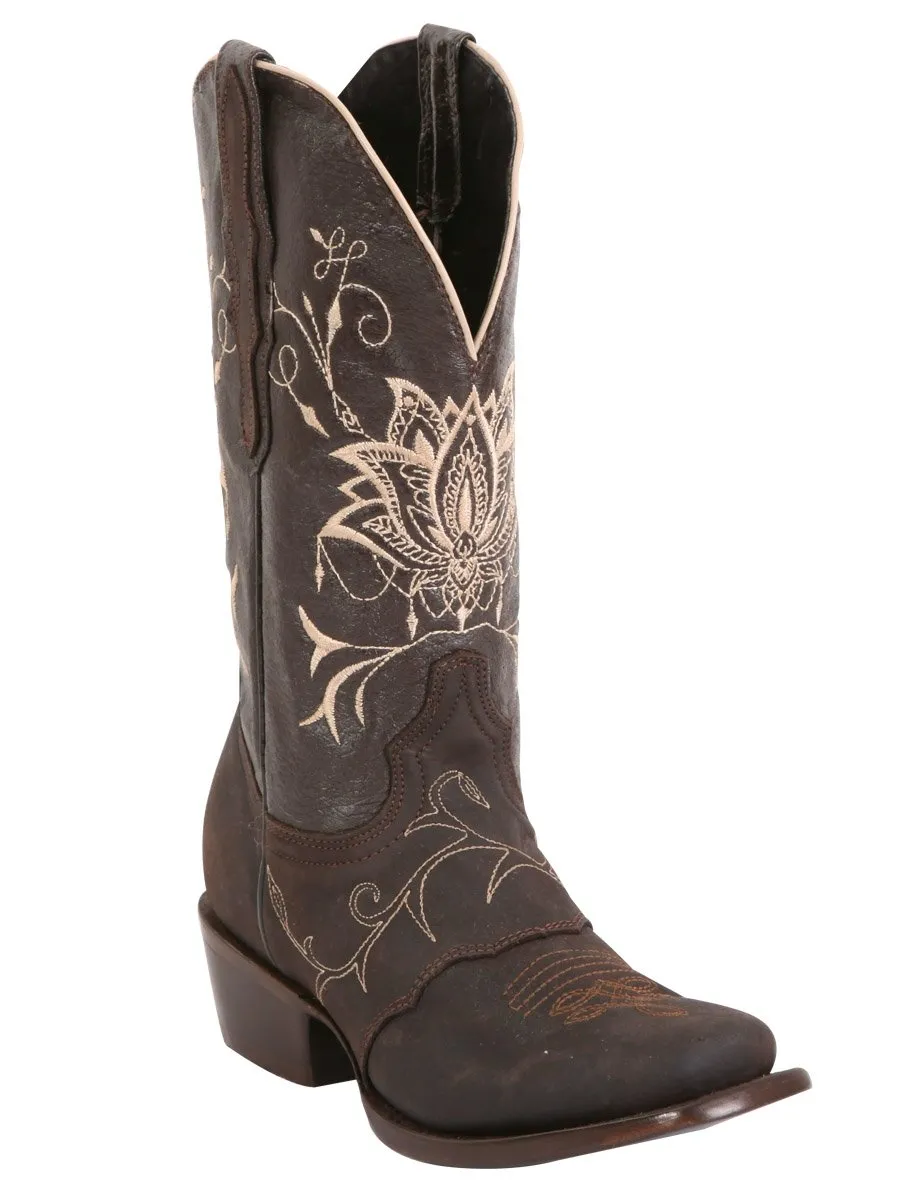 Women's Genuine Leather Classic Rodeo Cowboy Boots 'El General' Choco Color 42030