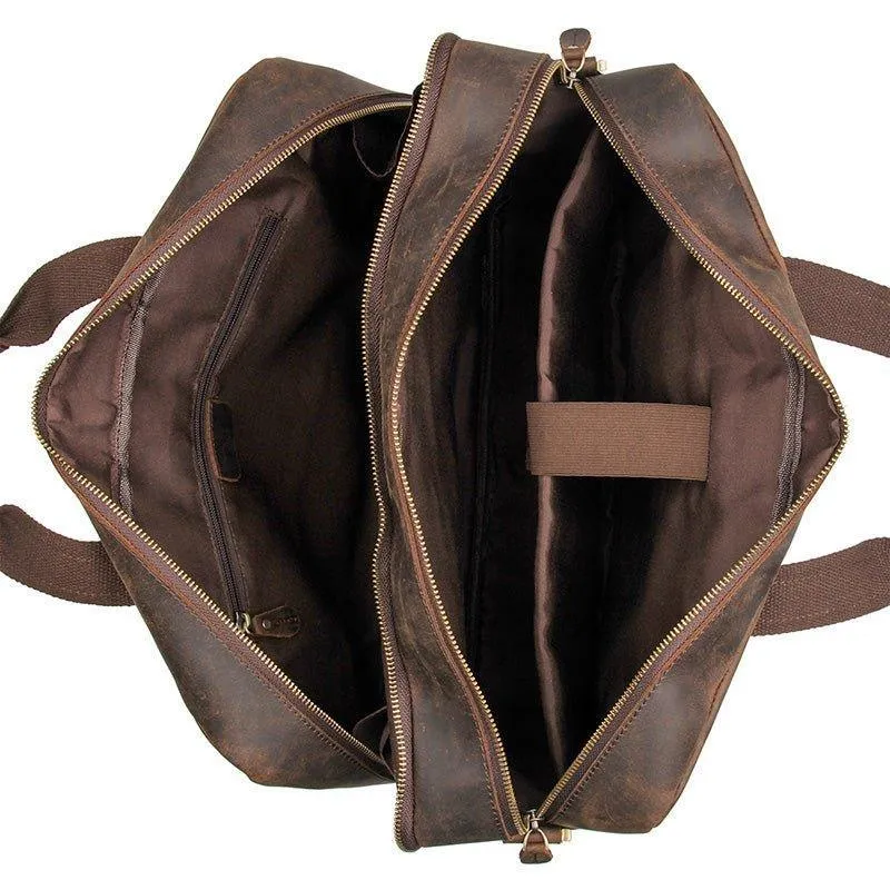 Woosir Vintage Mens Leather Work 17" Laptop Briefcase