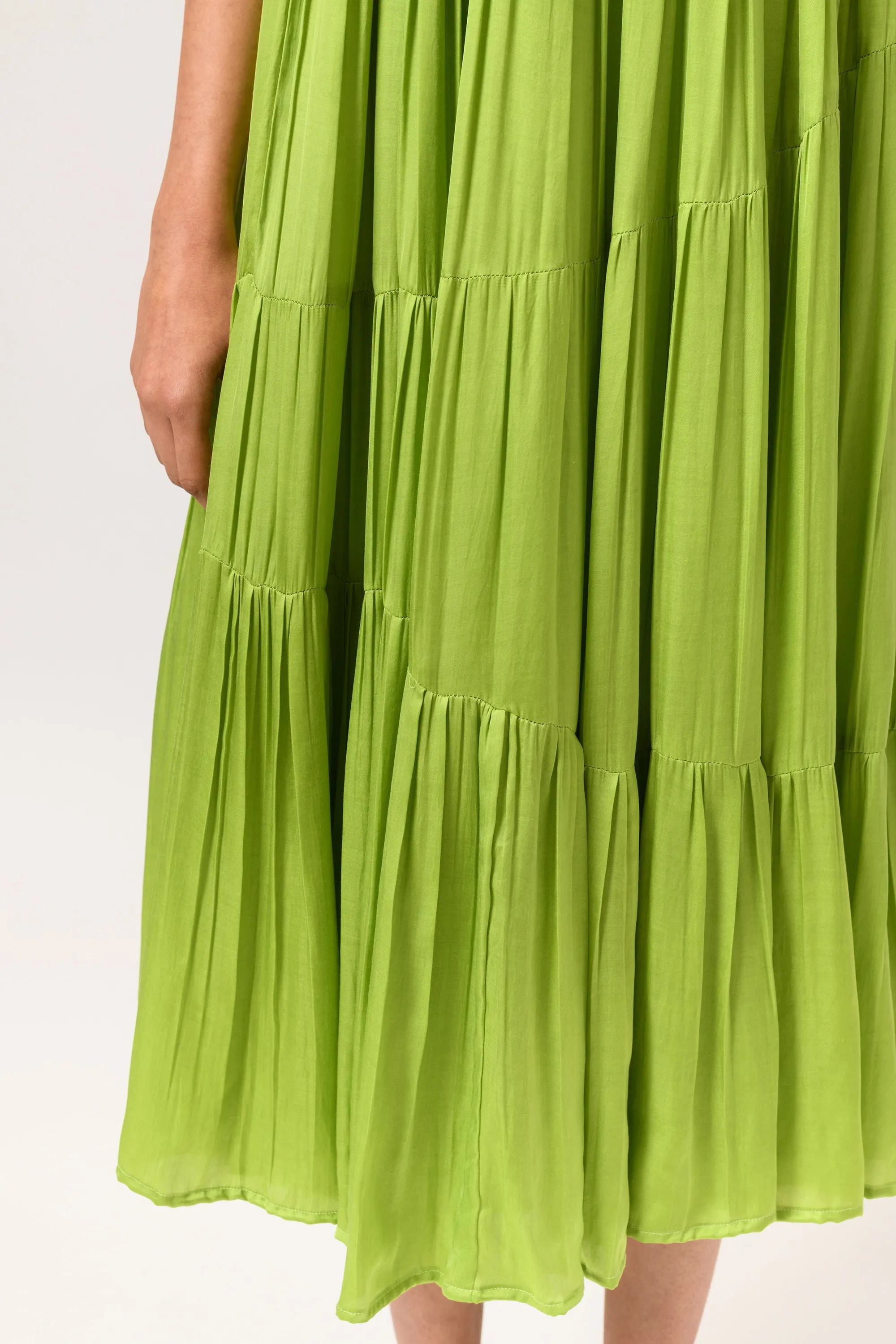 Yellow-Green Asymmetrical Gather Dress