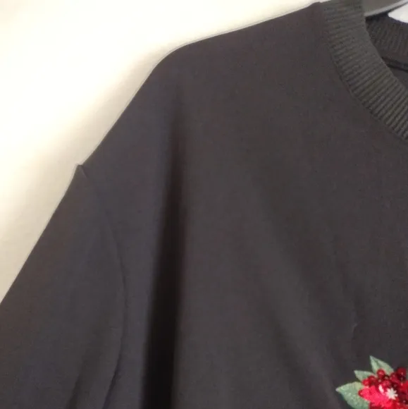 Zara black multicolor embroidered floral dress with sequins size Large